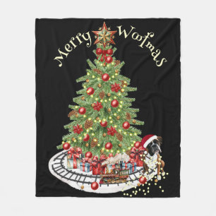 Merry Woofmas Dog Design- Boxer Fleece Blanket