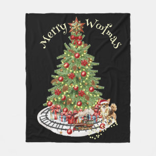 Merry Woofmas Dog Design- Chihuahua Fleece Blanket