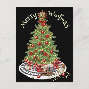 Merry Woofmas Dog Design- King Charles Spaniel Postcard