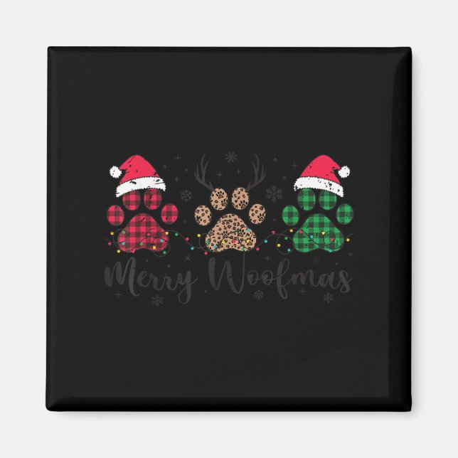 Merry Woofmas Dog Lover Retro Holiday Top Puppy Ch Magnet (Front)