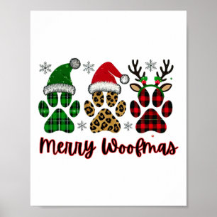 Merry Woofmas Dog Plaid Animal Paw Print Christmas
