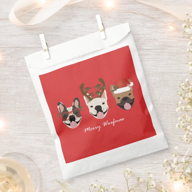 Merry Woofmas French Bulldogs Christmas Heads Favour Bags (Clipped)