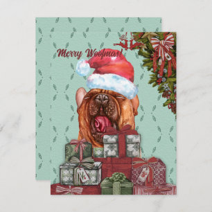 Merry Woofmas! Funny Bulldog Santa Hat  Card