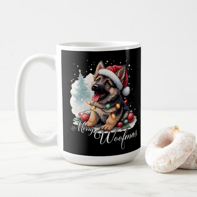 Merry Woofmas German Shepherd Coffee Mug (With Donut)