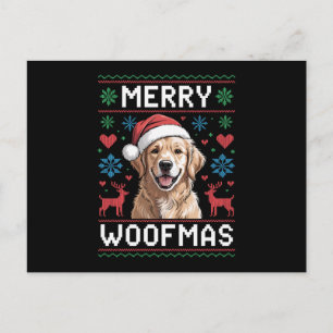 Merry Woofmas Golden Retriever Christmas Hat Dog Holiday Postcard