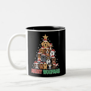 Merry Woofmas Merry Christmas Dog Lovers Two-Tone Coffee Mug