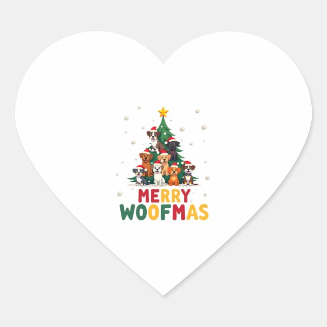 Merry Woofmas - Merry Christmas For Dog Lovers (1) Heart Sticker (Front)