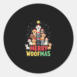 Merry Woofmas - Merry Christmas For Dog Lovers (2) Classic Round Sticker