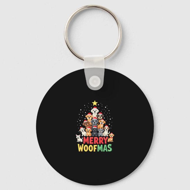 Merry Woofmas - Merry Christmas For Dog Lovers (2) Key Ring (Front)