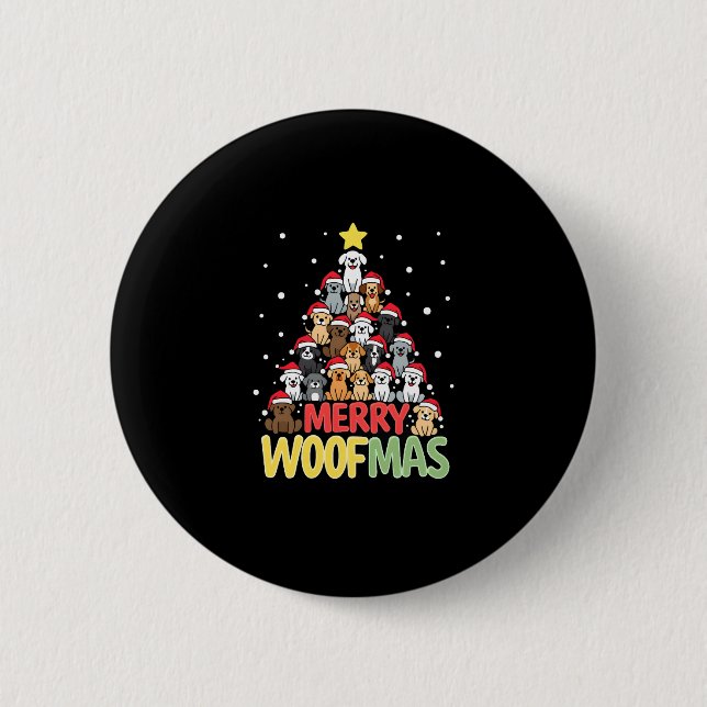 Merry Woofmas - Merry Christmas For Dog Lovers (3) 6 Cm Round Badge (Front)