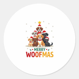 Merry Woofmas - Merry Christmas For Dog Lovers (3) Classic Round Sticker