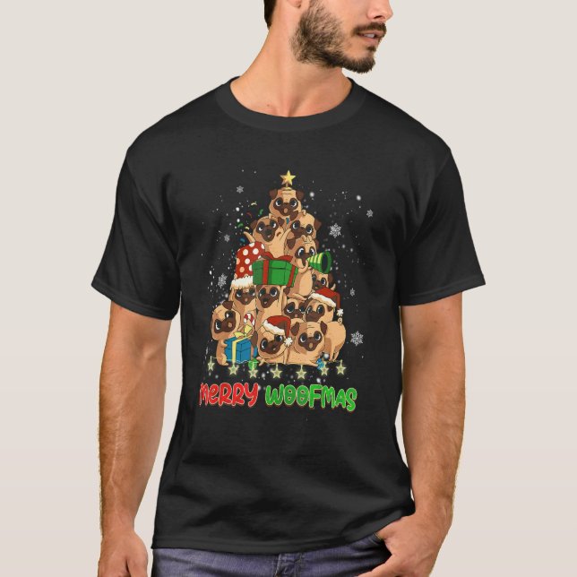 Merry Woofmas Merry Christmas For PUG Dog T-Shirt (Front)