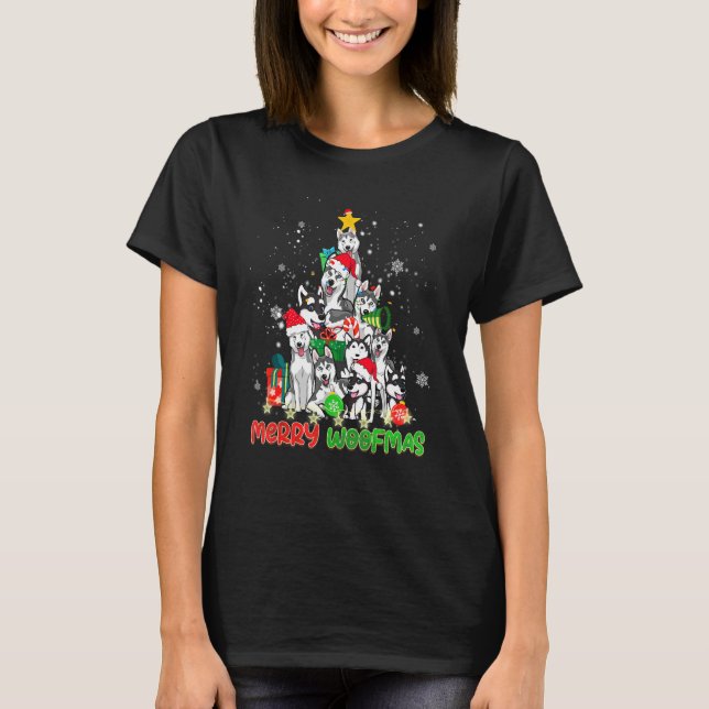 Merry Woofmas Merry Christmas For Siberian Husky D T-Shirt (Front)
