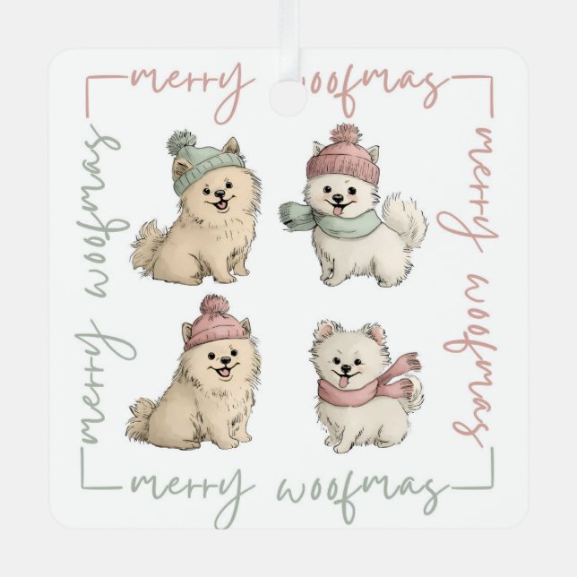 Merry Woofmas Metal Tree Decoration (Front)