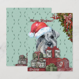 Merry Woofmas! Mittelschnauzer Santa Hat Christmas Card