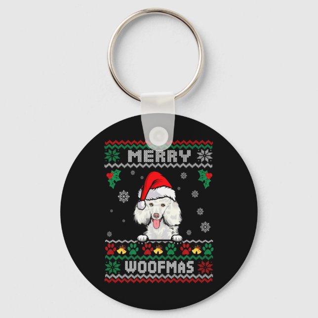 Merry Woofmas Odle Dog Christmas Ugly Xmas T Shirt Key Ring (Front)