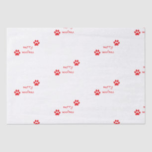 Merry Woofmas Paw Print Red Statement Tissue Paper