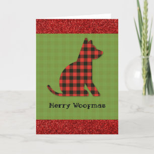 Merry Woofmas Plaid Dog Christmas Holiday Card