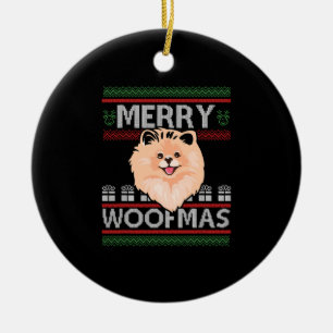 Merry Woofmas Pomeranian Christmas Dog Lover Gift  Ceramic Tree Decoration