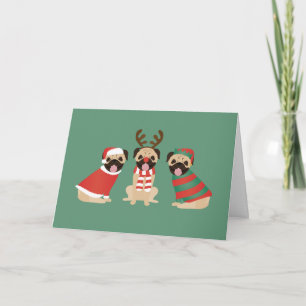 Merry Woofmas Pug Dogs Holiday Card