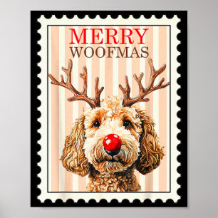 Merry Woofmas Reindeer Doodle Dog Reindoodle Dogs Poster