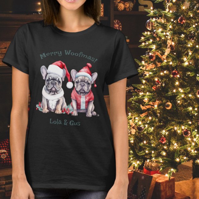 Merry Woofmas Santa French Bulldog Christmas Dog  T-Shirt (Creator Uploaded)