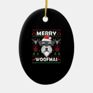 Merry Woofmas Schnauzer Christmas Dog Lover Pajama Ceramic Tree Decoration
