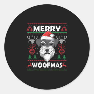 Merry Woofmas Schnauzer Christmas Dog Lover Pajama Classic Round Sticker