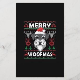 Merry Woofmas Schnauzer Christmas Dog Lover Pajama Stationery