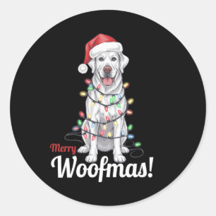 Merry Woofmas Silver Labrador Dog Light Decor Chri Classic Round Sticker