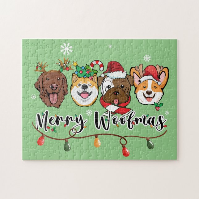 Merry Woofmas Typography Jigsaw Puzzle (Horizontal)