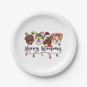 Merry Woofmas Typography Paper Plate
