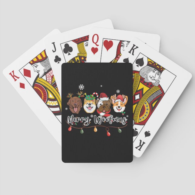 Merry Woofmas Typography Playing Cards (Back)