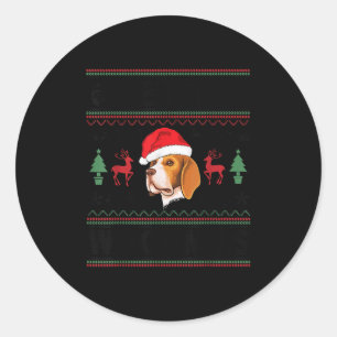 Merry Woofmas Ugly Christmas Beagle Xmas Party Classic Round Sticker