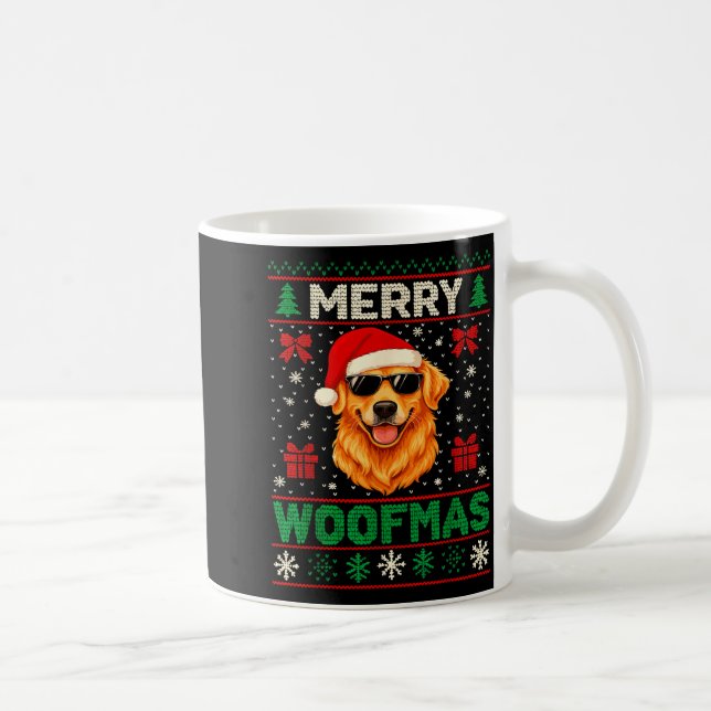 Merry Woofmas Ugly Christmas Jumper Xmas Dog Lover Coffee Mug (Right)