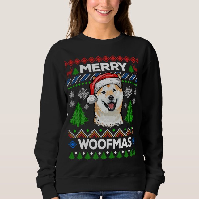 Merry Woofmas Ugly Sweater Christmas Shiba (Front)