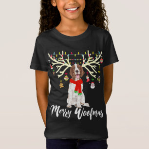 Merry Woofmas Welsh Springer Spaniel Reindeer Chri T-Shirt
