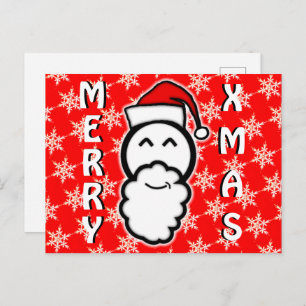Merry Xmas and smiling Santa Claus Holiday Postcard