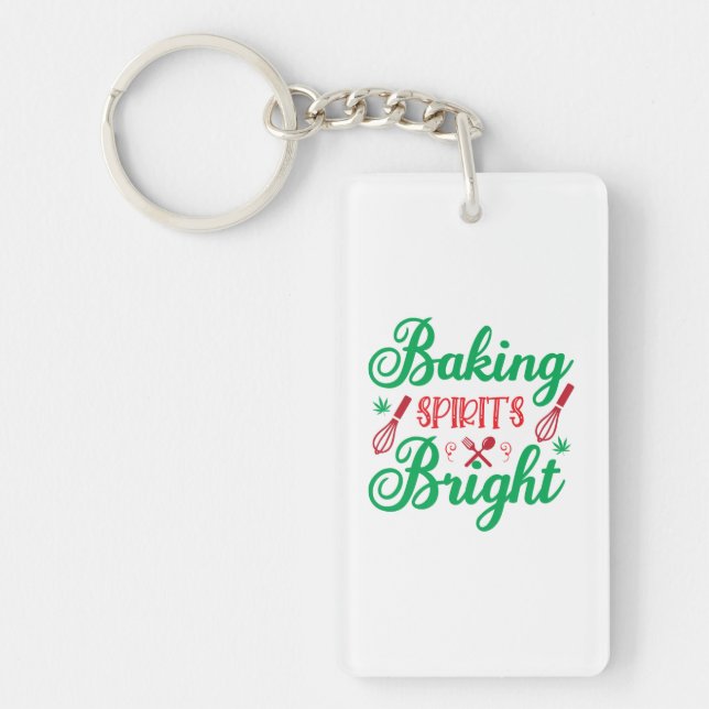 Merry Xmas Baking Spirits Bright Key Ring (Front)