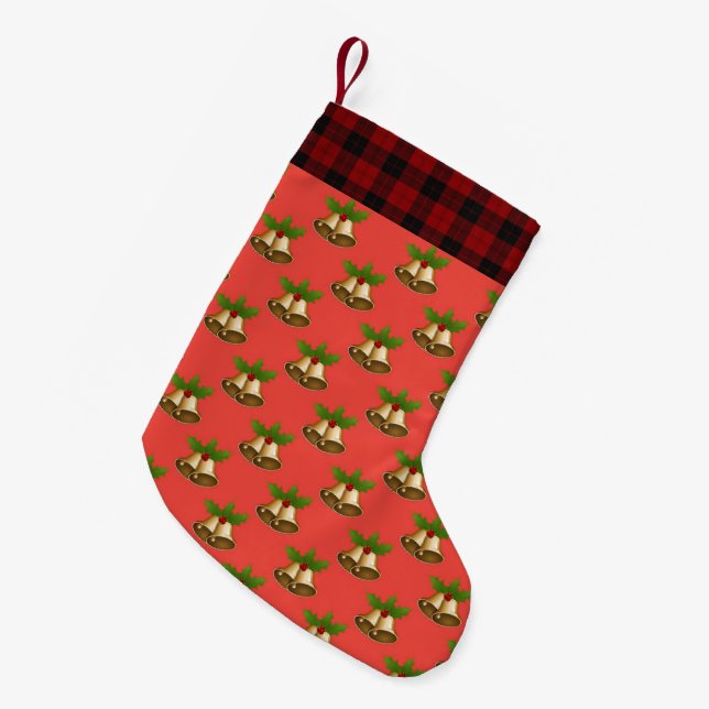 MERRY XMAS BELLS SMALL CHRISTMAS STOCKING (Front (Hanging))