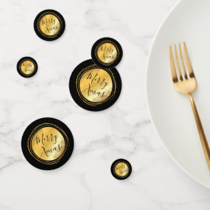 Merry Xmas black and gold bright chic text Confetti