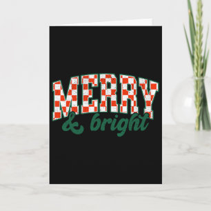 Merry Xmas Bright Cute Christmas Chequered Holiday Card