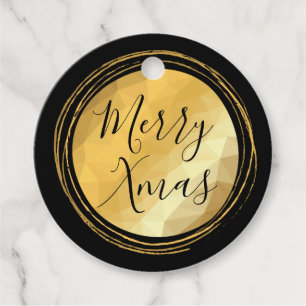 Merry Xmas calligraphy black and gold bright chic  Favour Tags