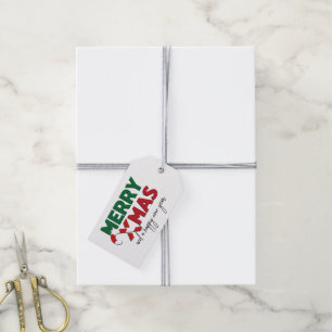 Merry Xmas candy cane red green christmas Gift Tags