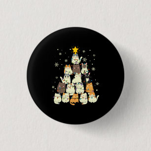 Merry Xmas Cat Christmas Tree 3 Cm Round Badge