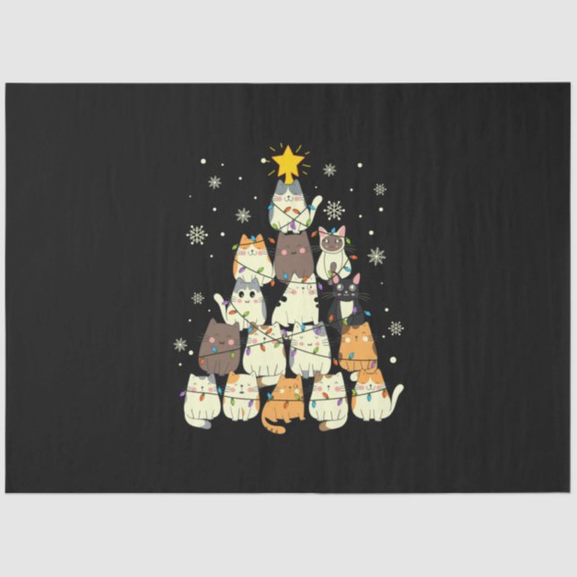 Merry Xmas Cat Christmas Tree Tissue Paper (Front)