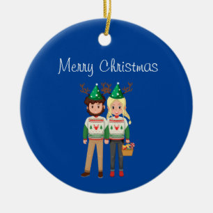 merry xmas ceramic ornament