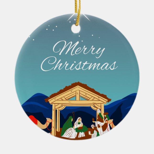 merry xmas ceramic tree decoration (Front)