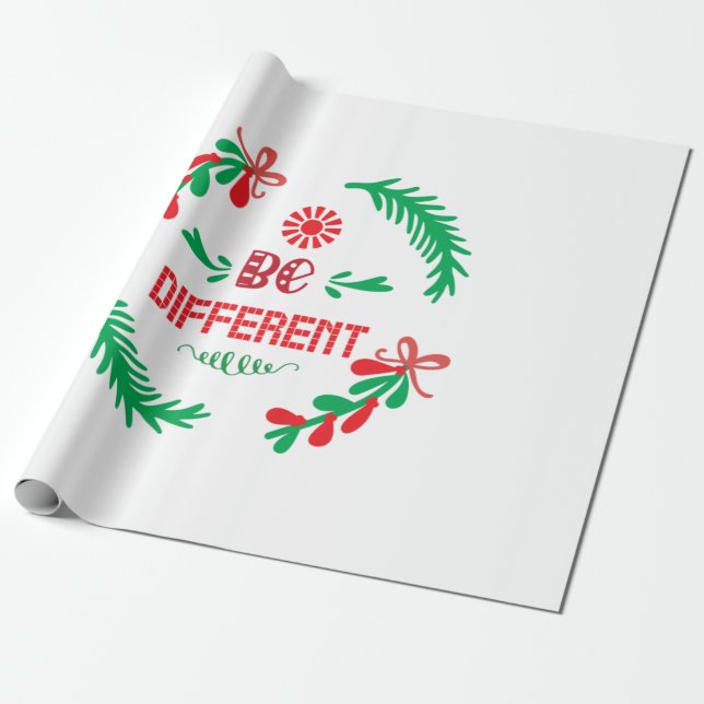 Merry Xmas Christmas Be Different Wrapping Paper (Unrolled)