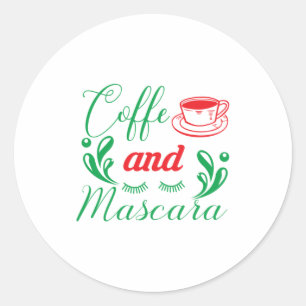 Merry Xmas Coffee And Mascara Classic Round Sticker